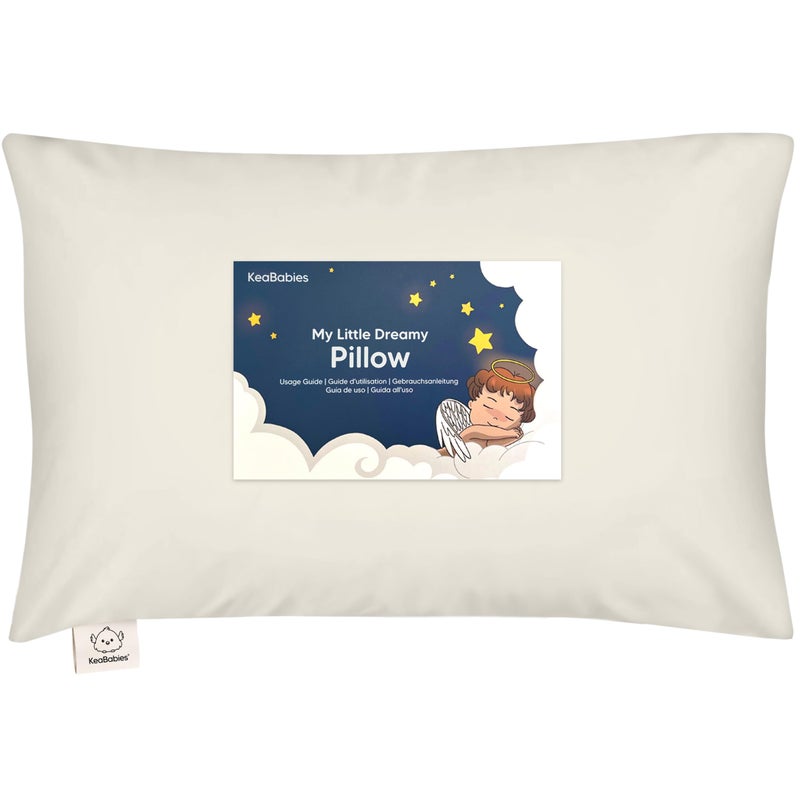 KeaBabies Toddler Pillow with Pillowcase - 13x18 My Little Dreamy Kids Travel Bed Pillows for Sleeping, Organic Cotton Small Pillowcase, Soft & Breathable, Machine Washable, Toddlers 2-5 Years Old (Clay) - Image 1