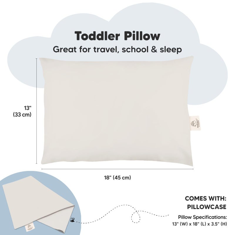 KeaBabies Toddler Pillow with Pillowcase - 13x18 My Little Dreamy Kids Travel Bed Pillows for Sleeping, Organic Cotton Small Pillowcase, Soft & Breathable, Machine Washable, Toddlers 2-5 Years Old (Clay) - Image 3