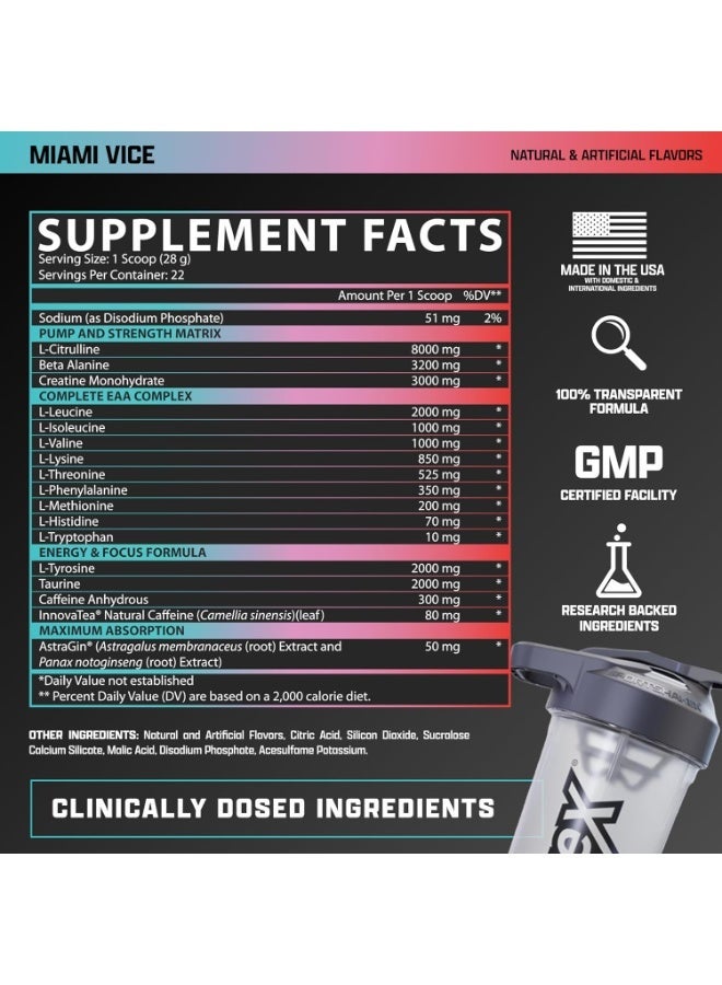 Nutrex Research Outlift Clinical Pre-Workout Powder with L-Citrulline, Creatine Monohydrate, Beta-Alanine, Essential Amino Acids, L-Tyrosine and Natural Caffeine, Miami Vice, 22 - Image 5