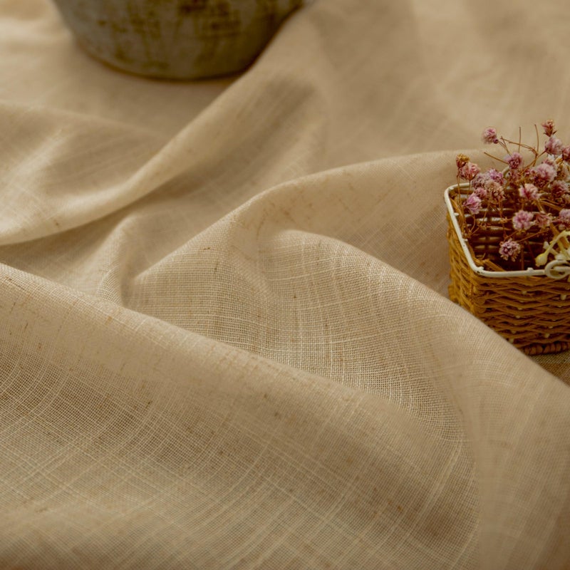 Pitalk Burlap Color Curtains 84 Inch Length for Living Room 2 Panels Back Tab Pocket Primitive Drapes Flax Linen Country Cotton Light Filtering Sheer Tan Brown Curtains for Bedroom Farmhouse Decor 7 FT Long - Image 2