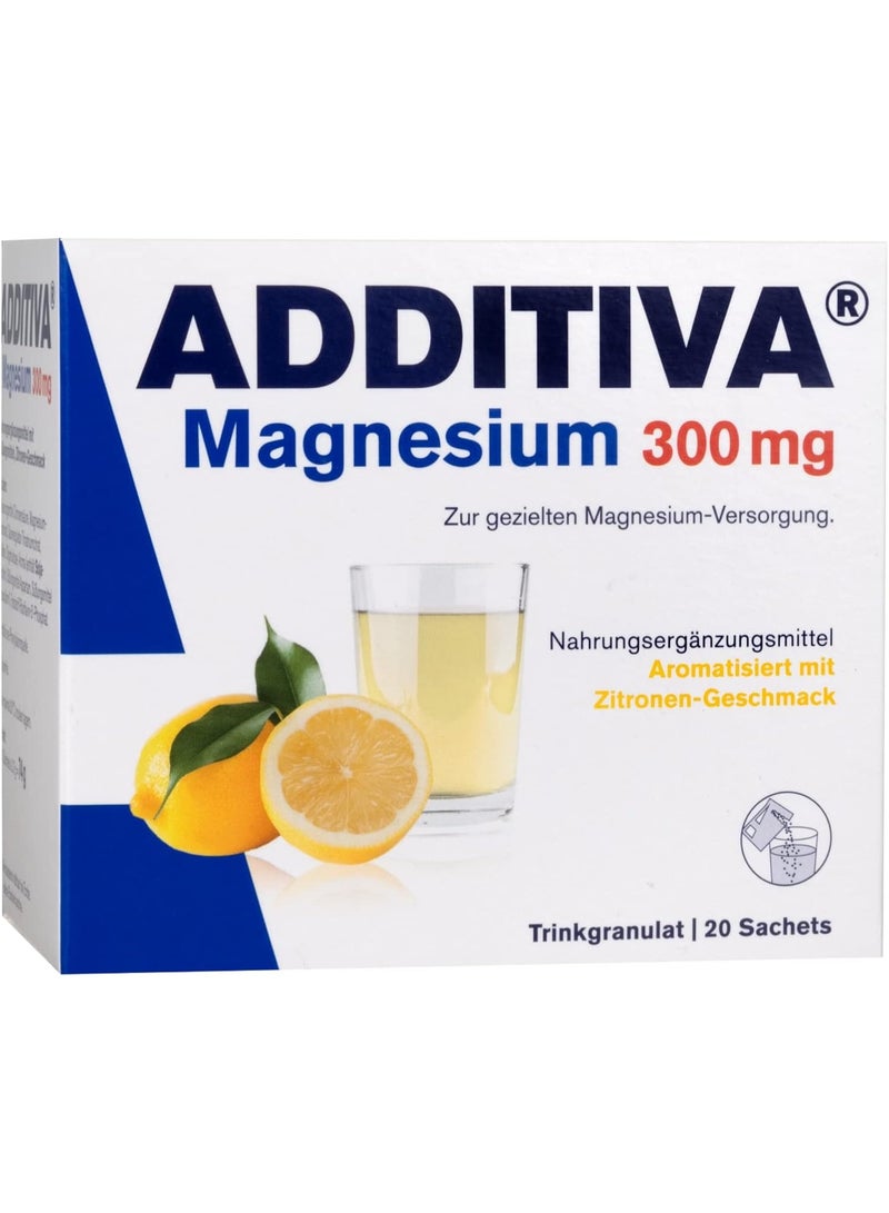 ADDITIVA Magnesium Powder - Muscle, Nerve & Energy Support 300 mg, Box of 20 Sachets - Image 1