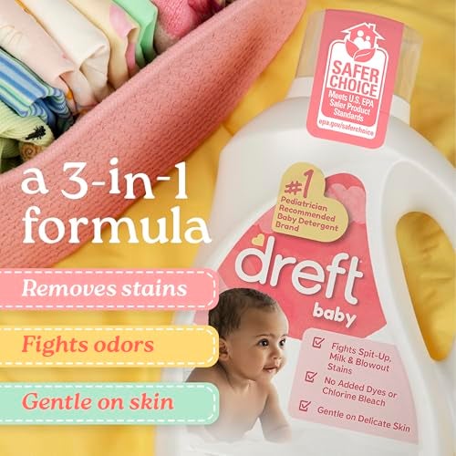Dreft Baby Liquid Laundry Detergent, Gentle on Sensitive Skin Laundry Soap, 42 fl oz, 32 Loads (Packaging May Vary) - Image 3
