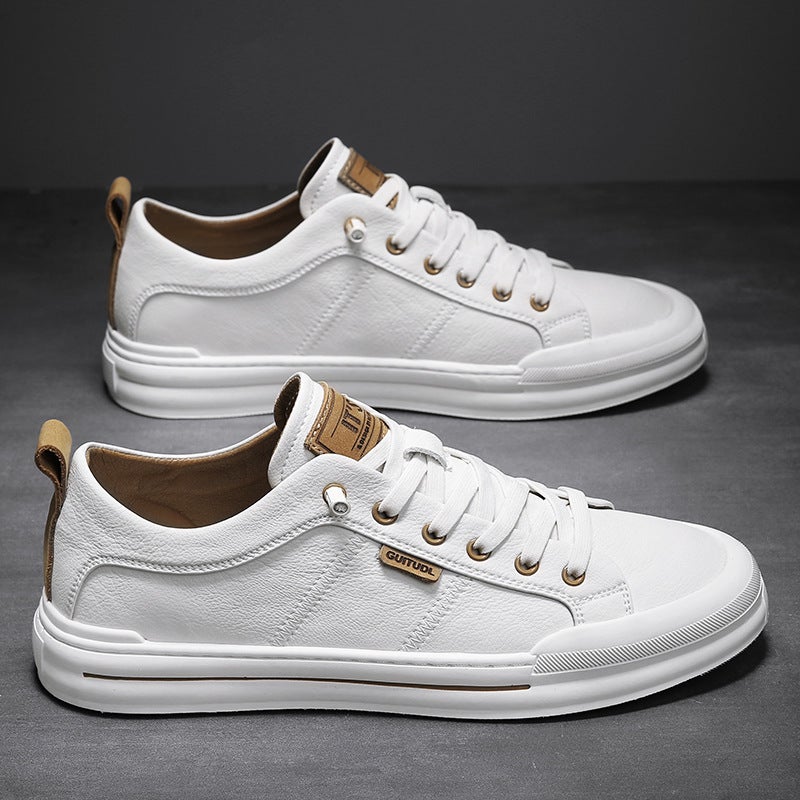 Men'S Shoes 2023 Autumn New Fashion Shoes Men'S Popular White Shoes Men'S Casual Shoes White Shoes Men'S Plain Panel Shoes - Image 2