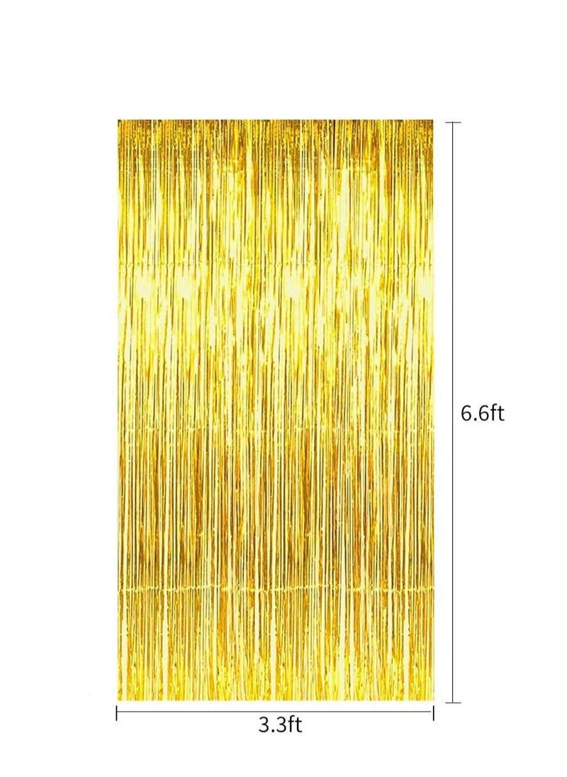 MARKQ - Gold Foil Fringe Curtain | 1 x 2-meter Metallic Tinsel Streamers Party Backdrop for Halloween, Baby Shower, Wedding, Eid, Graduation, Birthday Party Decorations [Pack of 1] - Image 1
