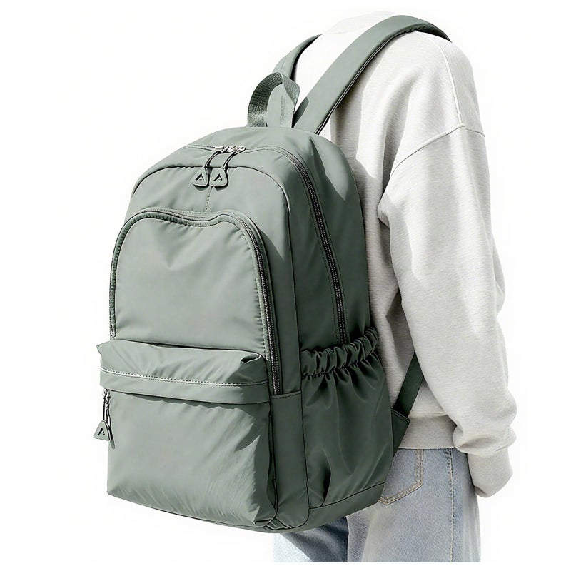 BJLFS Green Cute School Backpack with Laptop Compartment Small Travel Laptop Backpack for Women Men Waterproof College Backpack Simple School Bag for Teens Girls Boys - Image 1