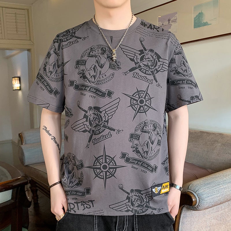 Quarter-Sleeved Large Size T-Shirt for Men 2023 Summer New Style Sweat-Absorbent Breathable Trendy Half-Sleeved Short-Sleeved Pure Cotton T-Shirt for Men Black - Image 5
