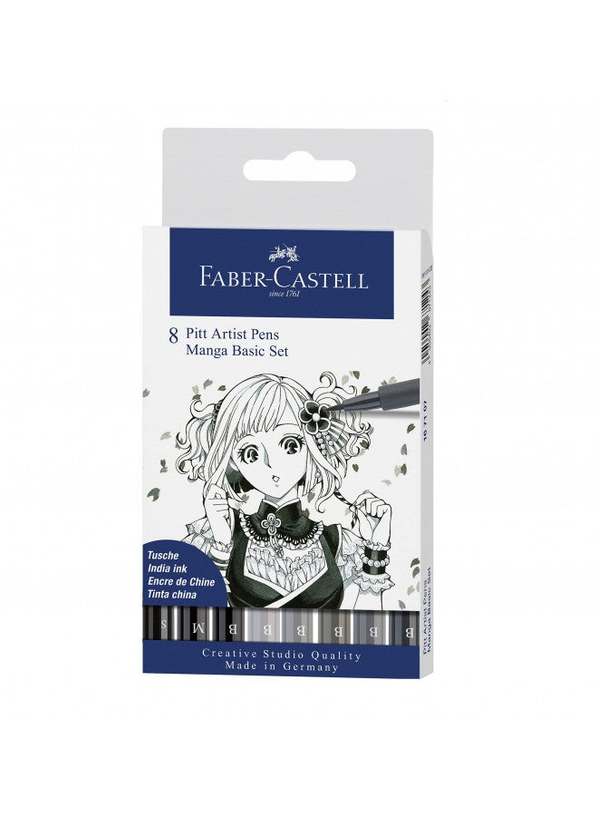 FABER-CASTELL أقلام فابر-كاستل بيت الفنان مانغا، درجات الرمادي، 8-pack (167107) - Image 1