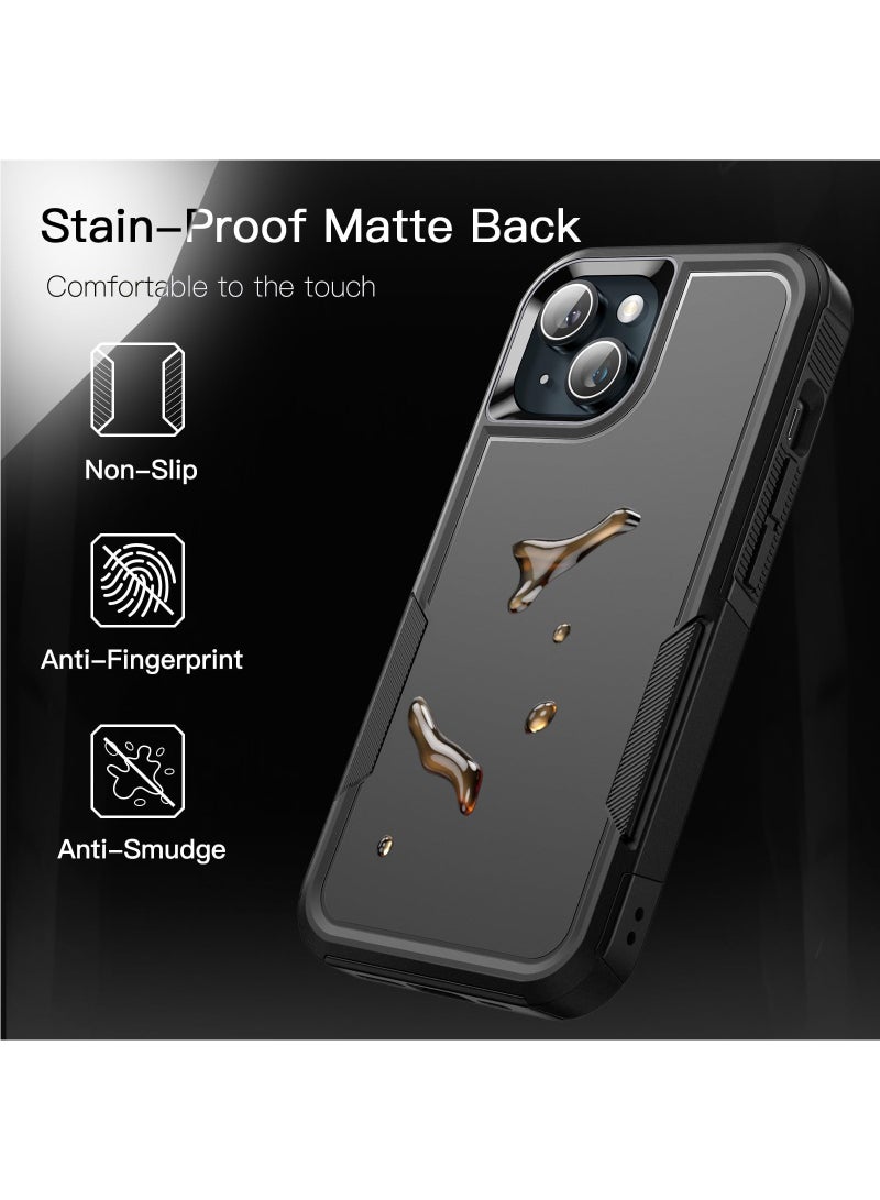 Jetech Case for iPhone 15 6.1 Inch Heavy Duty Dual Layer Rugged Protection Shockproof Protective Tough Phone Cover with Matte Back Black - Image 4
