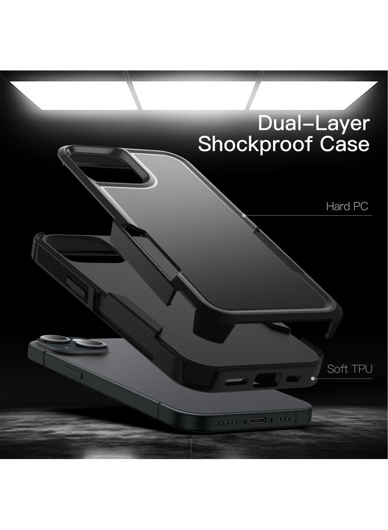 Jetech Case for iPhone 15 6.1 Inch Heavy Duty Dual Layer Rugged Protection Shockproof Protective Tough Phone Cover with Matte Back Black - Image 2
