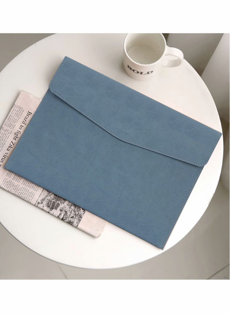 File Folder, PU Leather A4 Document Holder Organizer Filing Envelope Portfolio Case Tablet Sleeve with Magnetic Snap Closure for Home School Office Stationery (Blue) - Image 5