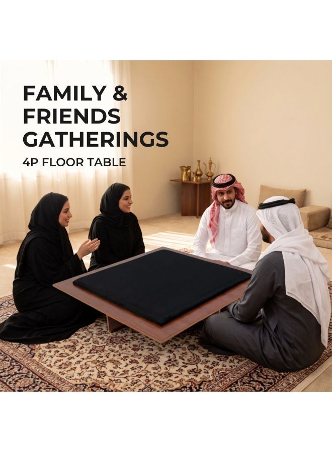فور بلس طاولة بلوت أرضية اقتصادية لأربعة لاعبين، سطح مخملي، مقاس 70×70×14 سم (لون أسود) - Image 3