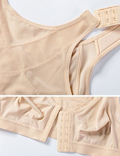 DELIMIRA Women's Full Coverage Front Closure Wire Free Back Support Posture Bra Taupe Tan 40B - Image 5
