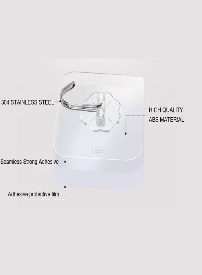 ETONWALL 5-Pack Heavy Duty Adhesive Wall Hooks – Transparent, Reusable, Waterproof & Oilproof Seamless Hooks – 30 lb Max Load for Kitchen, Bathroom, Office & Home Organization - Image 2