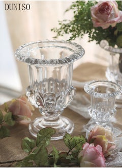 DUNISO Creative Clear Glass Vase Craft Aesthetic Decorative Small Flower Vase Hydroponic Plant Desktop Ornament Modern Irregularity Vase for Flowers Rose Home and Office  - Image 5