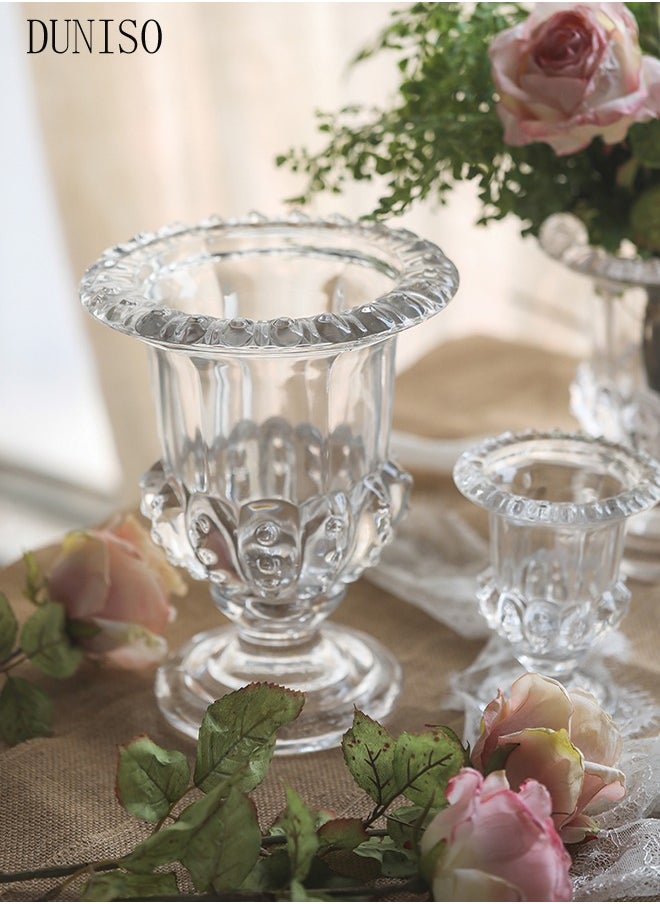 DUNISO - Creative Clear Glass Vase Craft Aesthetic Decorative Small Flower Vase Hydroponic Plant Desktop Ornament Modern Irregularity Vase for Flowers Rose Home and Office - Image 1