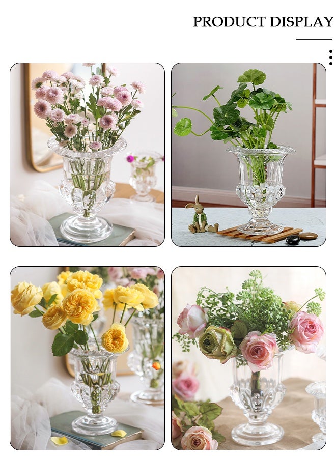 DUNISO مزهرية زجاجية شفافة إبداعية مزخرفة بجمالية مزهرية صغيرة على شكل زهرة نباتات مائية لتزيين سطح المكتب مزهرية غير منتظمة حديثة لزهور الورد في المنزل والمكتب - Image 3