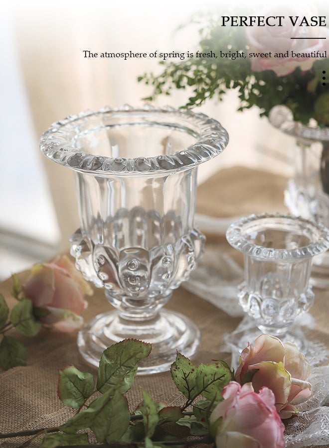 DUNISO مزهرية زجاجية شفافة إبداعية مزخرفة بجمالية مزهرية صغيرة على شكل زهرة نباتات مائية لتزيين سطح المكتب مزهرية غير منتظمة حديثة لزهور الورد في المنزل والمكتب - Image 4