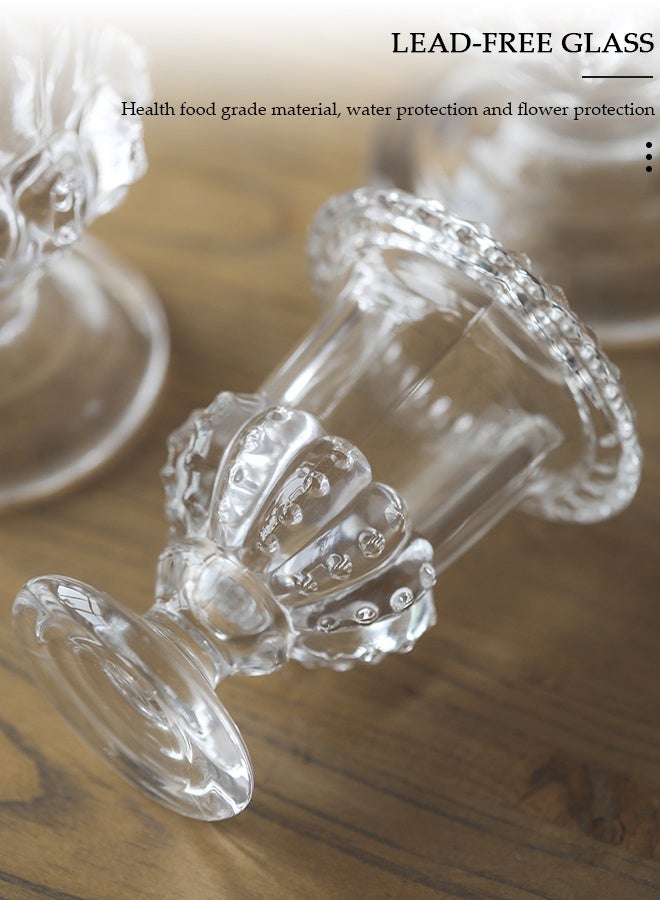 DUNISO مزهرية زجاجية شفافة إبداعية مزخرفة بجمالية مزهرية صغيرة على شكل زهرة نباتات مائية لتزيين سطح المكتب مزهرية غير منتظمة حديثة لزهور الورد في المنزل والمكتب - Image 5