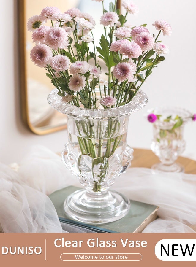 DUNISO مزهرية زجاجية شفافة إبداعية مزخرفة بجمالية مزهرية صغيرة على شكل زهرة نباتات مائية لتزيين سطح المكتب مزهرية غير منتظمة حديثة لزهور الورد في المنزل والمكتب - Image 1