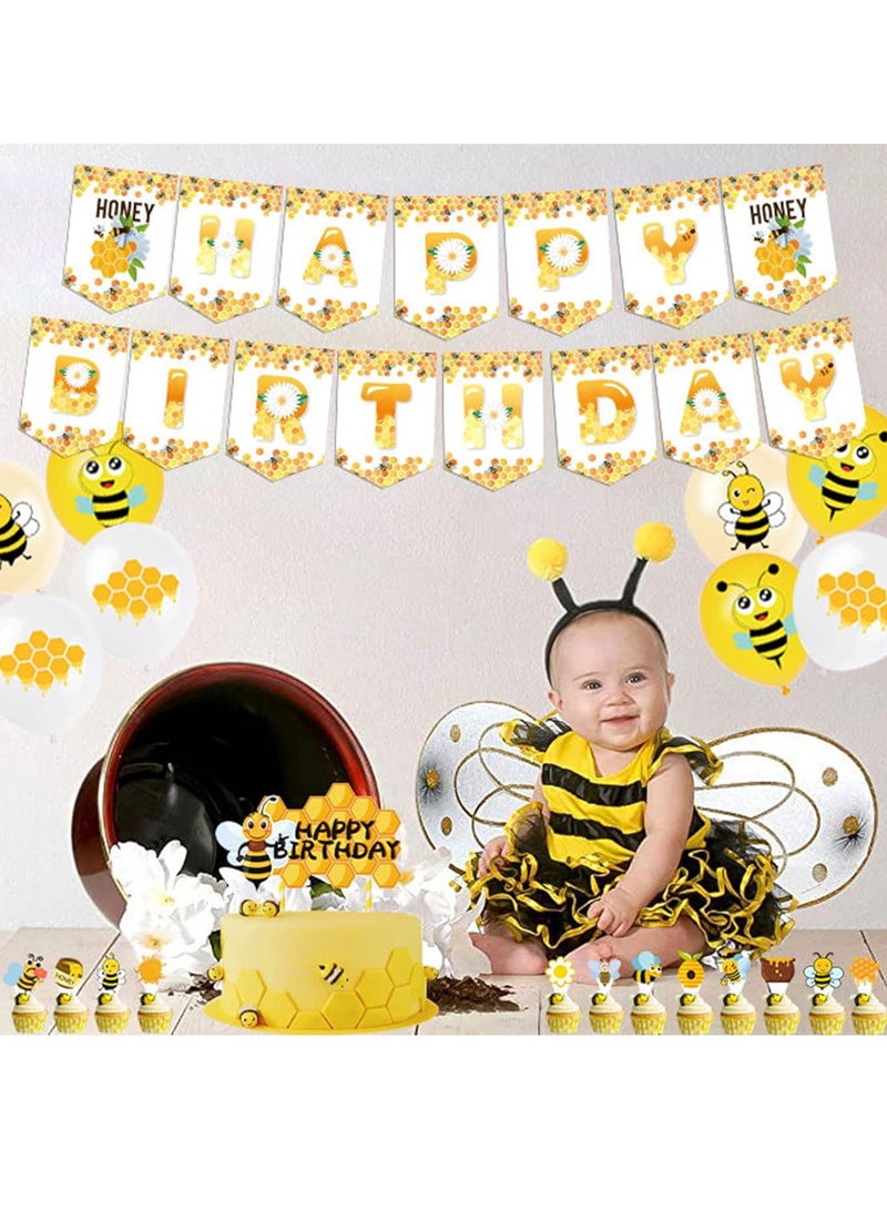 DUNISO Honey Bee Birthday Decorations, Children's Birthday Props Party Decoration, Bumble Bee Party Decoration For Baby Shower Birthday - Image 1