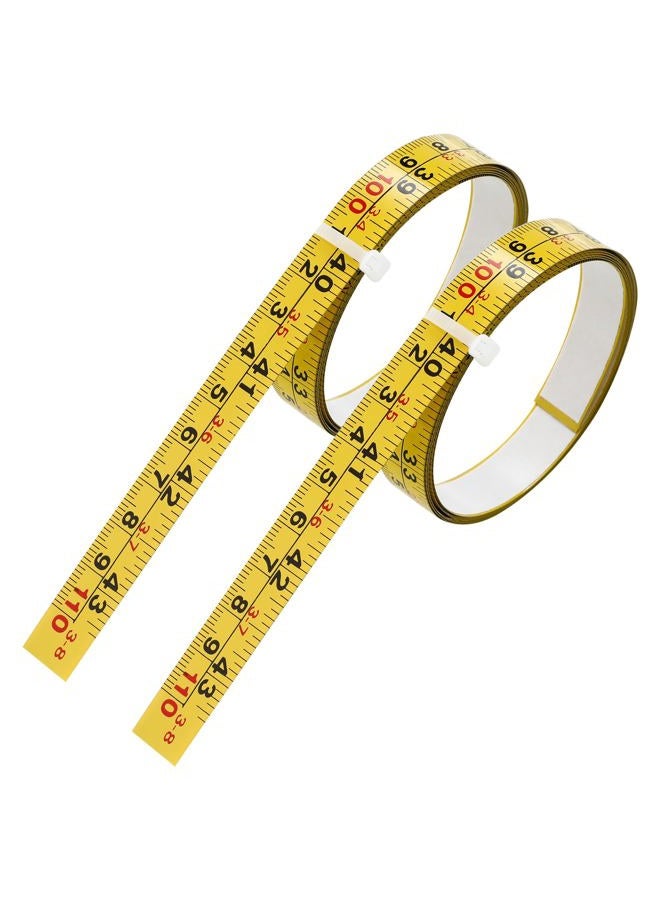 A.I.FORCE 2Packs Steel Self-Adhesive Measuring Tape, 44-Inch or 110cm Imperial and Metric Scale Ruler Sticker, Left to Right Reading Tape Measure Sticker for Workbench, Woodworking, Saw, Drafting Table, Yellow - Image 1