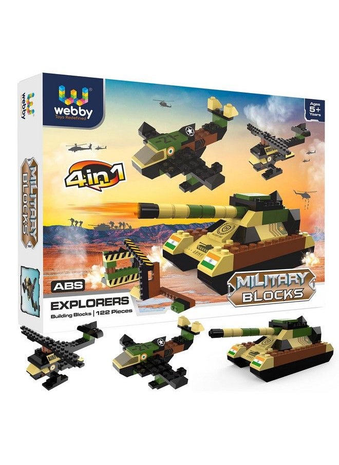 Webby 4 In 1 Military Abs Building Blocks Kit Adventure Play Set Fun Creative Toy Set For 5+ Years Kid (122 Pcs) Multicolor  - Image 2