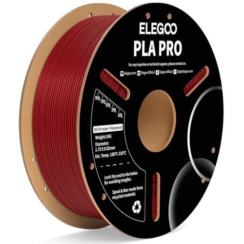 ELEGOO PLA PRO Filament 1.75mm Burgundy Red 1KG, 30-250mm/s Printing Speed Improved Rigidity 3D Printer Filament Dimensional Accuracy +/- 0.02mm, 1kg Spool (2.2lbs) - Image 1