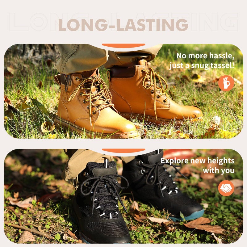 Stepace Round Shoelaces [2 Pairs] Heavy Duty Boot Shoe Laces for Hiking Work Boots Golden Brown-140(Stripe) - Image 5