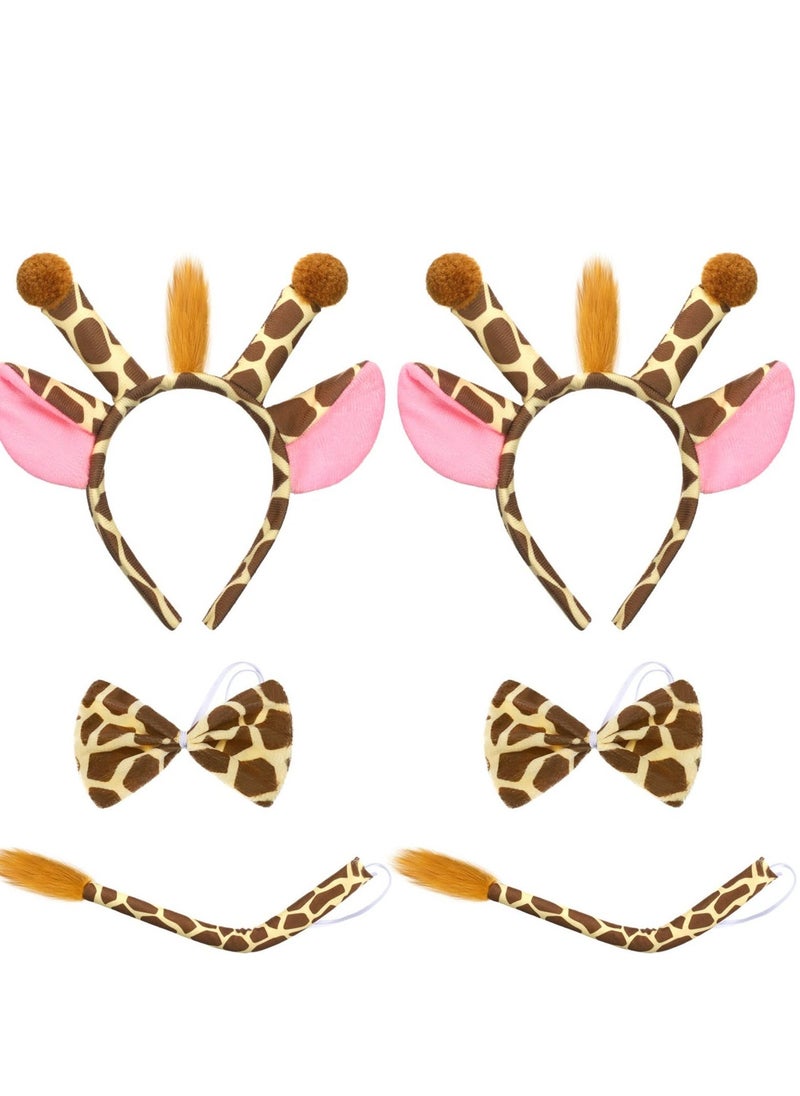 2 Pack Giraffe Headband Ears and Tail Costume Accessory, Animals Headbands Plush Cartoon Headbands Hair Accessories, Suitable for Costume Parties, Dress Up Play - Image 1