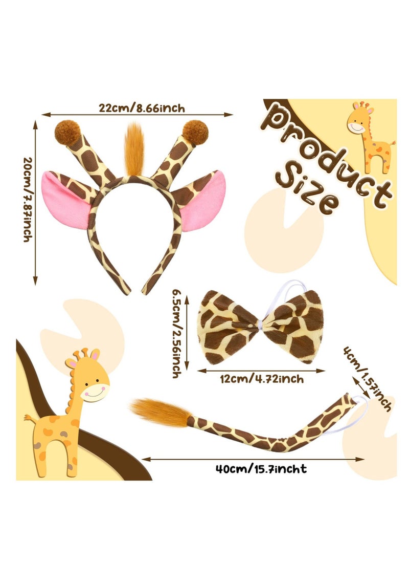 2 Pack Giraffe Headband Ears and Tail Costume Accessory, Animals Headbands Plush Cartoon Headbands Hair Accessories, Suitable for Costume Parties, Dress Up Play - Image 3