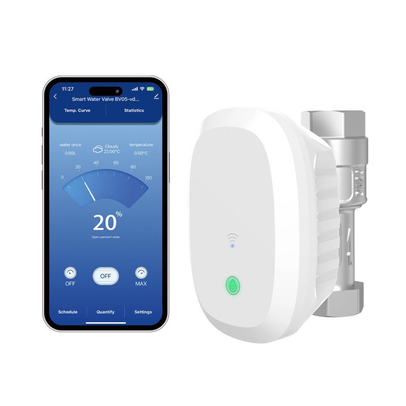 صمام المياه الذكي DN20 34 نظام إدارة المياه الذكي تحكم عن بعد عبر WiFi مؤقت صنبور لري النباتات متوافق مع Alexa و Google DN2034