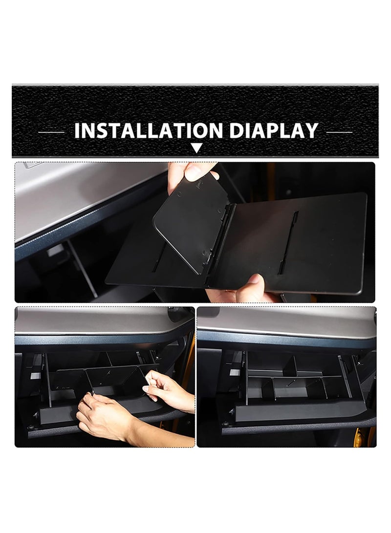 Glove Box Organizer for 2021-2022 Bronco 2/4-Door, Black ABS Storage Dividers for Passenger Side, Car Interior Accessories, Phone Pocket Organizer Insert for Glove Compartment. - Image 2