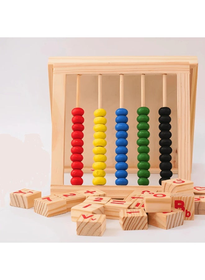 Wooden Abacus Math Learning Toy for Kids, Educational Counting Study Blocks - Image 4