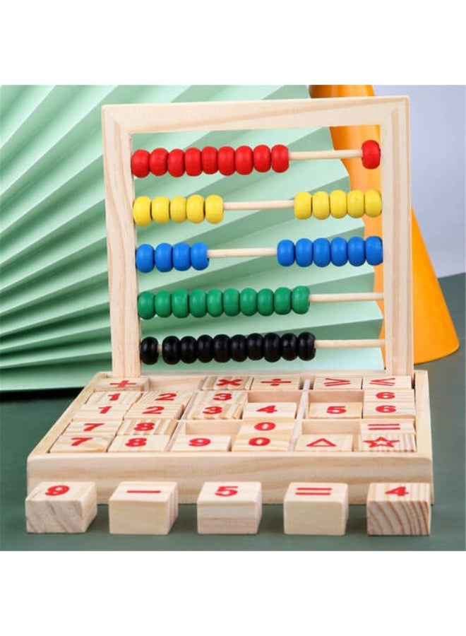 Wooden Abacus Math Learning Toy for Kids, Educational Counting Study Blocks - Image 2