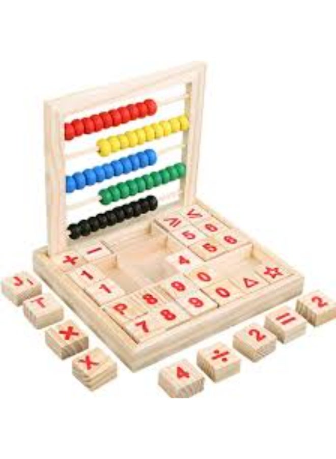 Wooden Abacus Math Learning Toy for Kids, Educational Counting Study Blocks - Image 1