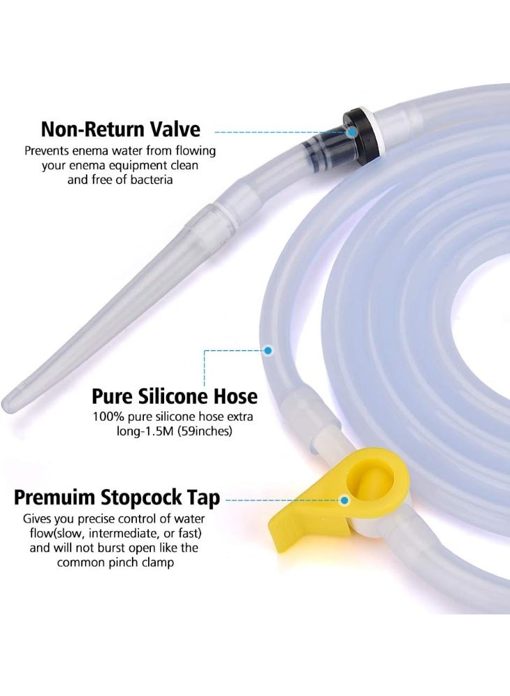 Relex Non-Toxic Silicone Enema Bag Kit, Reusable, 2L, with 1.5m Long Hose 5 Replaceable Tips and Controlled Water Flow for Colon Detox Cleanse Douche for Women and Men - Image 3