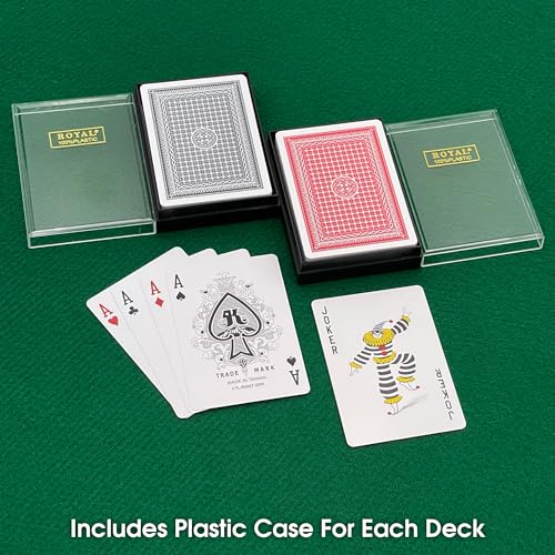 CHH Royal 100% Plastic Standard Poker Size Playing Cards – 3.5" x 2.5" with Protective Cases – Durable and Washable – Professional Casino Size - 12 Pack - Image 4