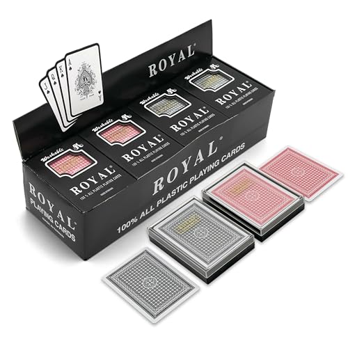 CHH Royal 100% Plastic Standard Poker Size Playing Cards – 3.5" x 2.5" with Protective Cases – Durable and Washable – Professional Casino Size - 12 Pack - Image 1