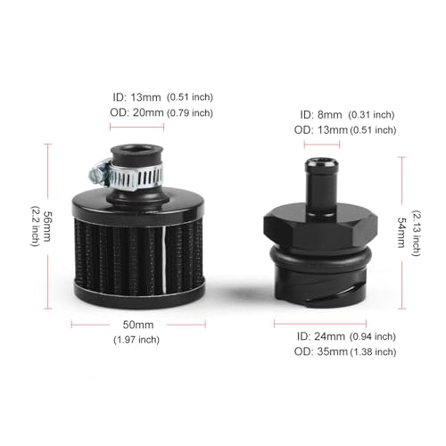 Dyno Racing Aluminum Billet Valve Cover Adapter Oil Cap Breather Fitting AN10 & Filter Accessory Compatible With LX LSX LS1 LS2 LS3 LS6 LS7 - Image 3