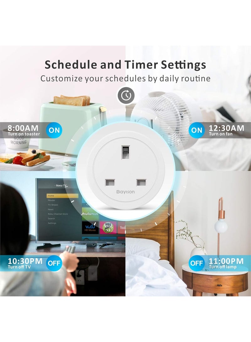 Baytion WiFi Smart Plug, 16A WLAN Smart Socket with Energy Monitoring,4 Pack 2.4GHz WiFi Outlet with Smart Life APP Wireless Remote Control - Image 2