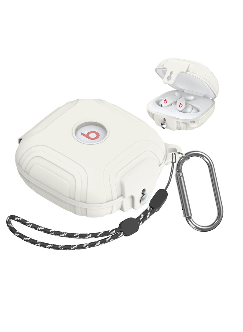 Shockproof Silicone Case for Beats Fit Pro 2021, Earbuds Armor with Anti-Lost Keychain (White) - Best Protection for Apple Beats Fit Pro - Image 1