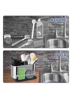 LIGHTNIING HAMMERZ LIGHTNIING HAMMERZ Dish Soap Dispenser for Kitchen Sink 3 in 1 Kitchen Sink Caddy with Sponge Holder Stainless Steel Kitchen Sink Organizer with Soap Dispenser  - Image 3