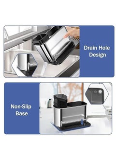 LIGHTNIING HAMMERZ LIGHTNIING HAMMERZ Dish Soap Dispenser for Kitchen Sink 3 in 1 Kitchen Sink Caddy with Sponge Holder Stainless Steel Kitchen Sink Organizer with Soap Dispenser  - Image 5