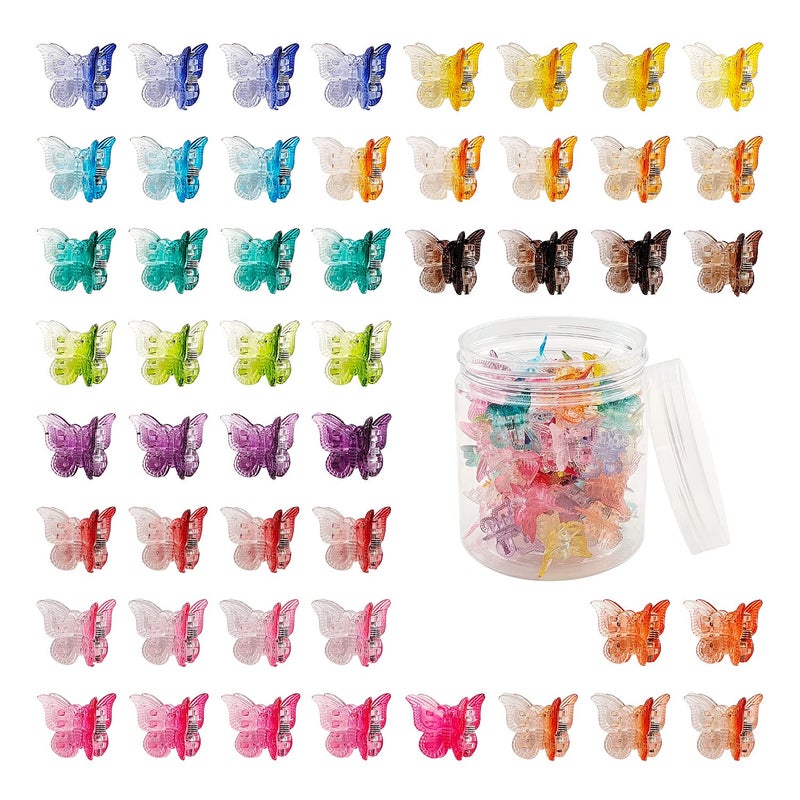 XIEHE 50 Packs Assorted Color Butterfly Hair Clips, Beautiful Mini Butterfly Hair Clips Hair Accessories for Women and Girls (Gradient Colors) - Image 1
