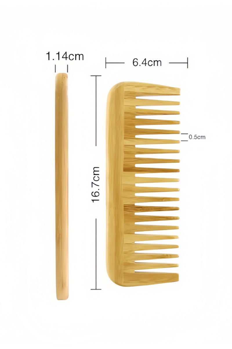 KHAJUL 1PC Wide-Tooth Bamboo Comb, Natural Wood Detangling Comb for Men and Women, Anti Static Hair Comb for Wet and Dry Hair, Smoothing Comb for All Hair Types, Portable Travel Hair Care Tool - Image 2