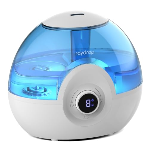 raydrop 2.2L Humidifiers for Bedroom, Cool Mist Humidifiers with Timer, Digital Knob, 26dB Quiet Small Humidifier for Baby, Nursery and Plants with Night Light, 30 Hours Runtime, Easy to Fill & Clean - Image 1