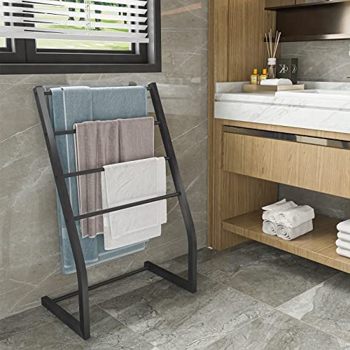 Rosewood Freestanding Wooden Towel Rack for Bathroom Vintage Wood Tier Towel Bar Stand with Bottom Shelf for Towels Washcloths Toiletries Convenient Rack for Drying or Hanging Clothes A60  - Image 4