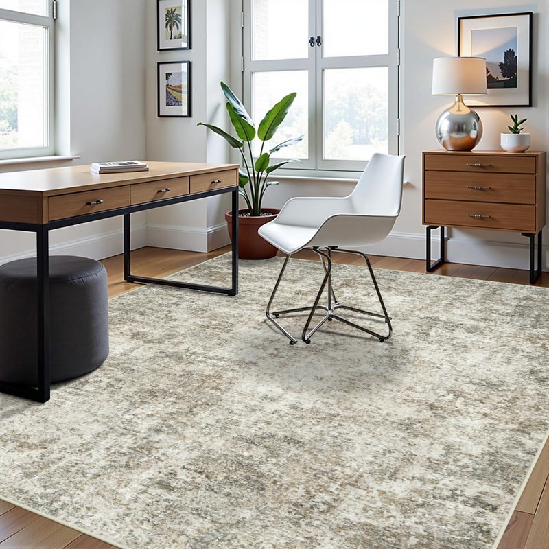 Aelenmu 8x10 Area Rugs for Living Room Rug Washable: Abstract Large Rug for Dining Room Bedroom Carpet Non Slip 8 by 10 Indoor Modern Nursery Home Office Beige Brown - Image 3
