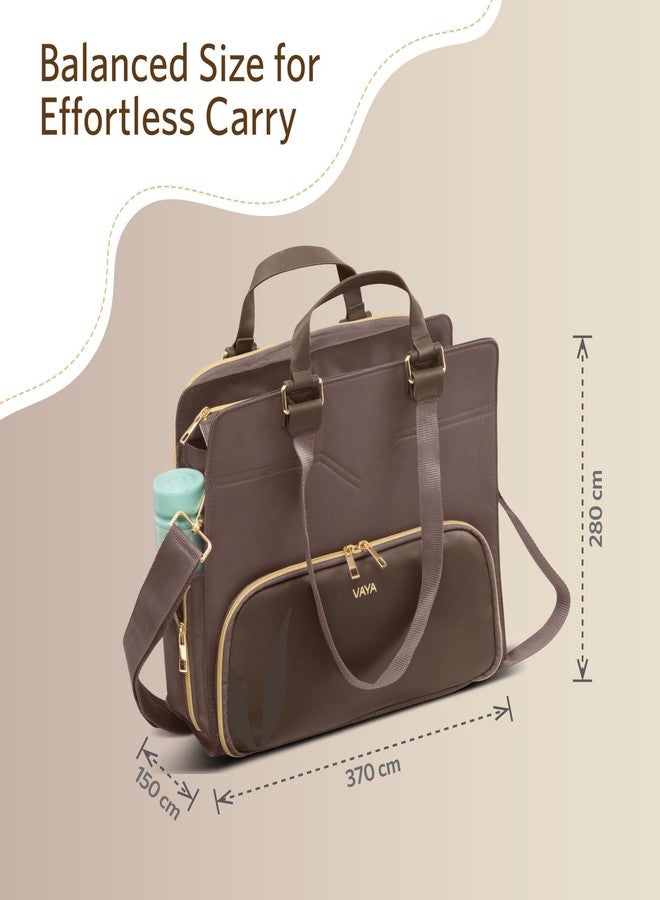 VAYA Zaelia Work Tote Bag for Women with Insulated Lunch Compartment, 14 inches Laptop Office Bag with Padded Sleeve, Shoulder Tote Bag for Work & Travel, Brown - Image 3