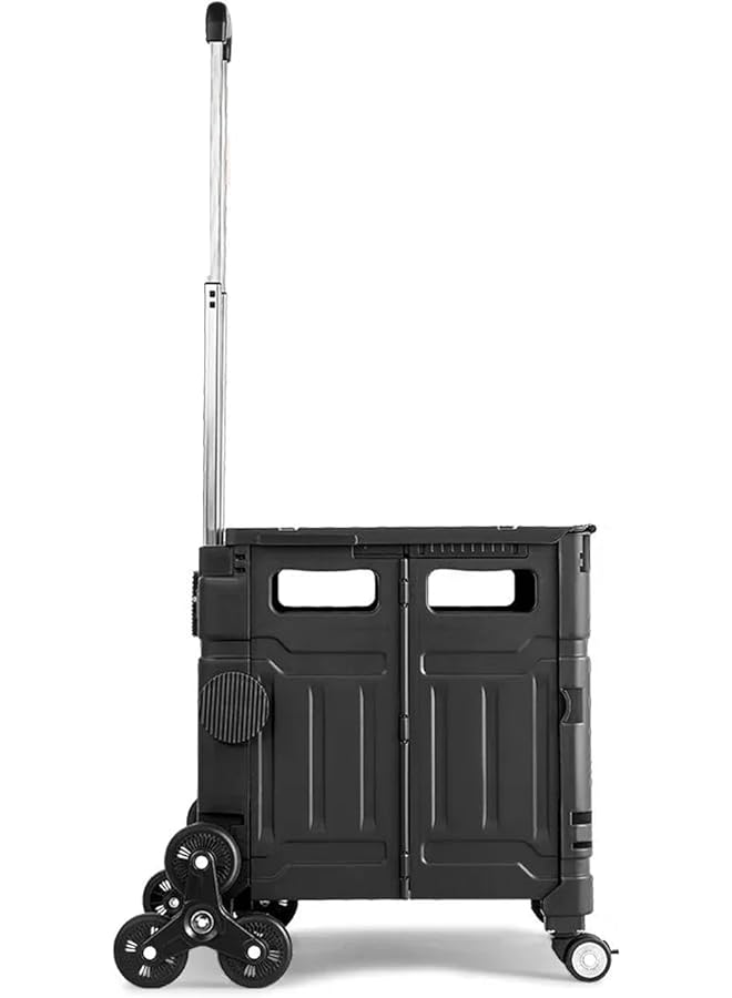 إيروريكس عربة تسوق قابلة للطي متعددة الوظائف مع غطاء وعجلات سلم وعربة يد مناسبة للتسوق والتخييم والنزهات ونقل الأدوات والفواكه وسلال التخزين. أسود - Image 1